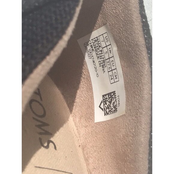 TOMS Jutti d'Orsay Black Flat, Slip On Women's Shoes Sz 7 EU 37.5 EUC Glitter - Picture 6 of 16